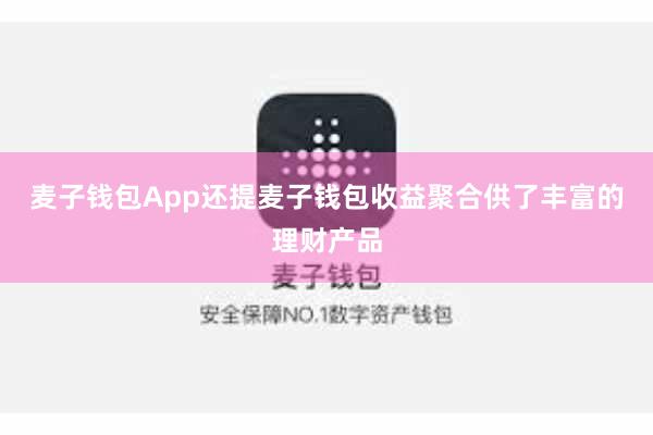 麦子钱包App还提麦子钱包收益聚合供了丰富的理财产品